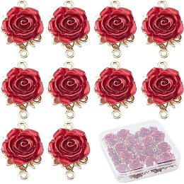 SUNNYCLUE 1 Box 30Pcs Rose Charms Flower Charm Connectors Valantine's Day Love Charms Linking Connector for Jewelry Making Charms Alloy Links Double Loops Charm Bracelet Earrings Supplies Adult Women