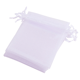 PandaHall Elite 200 Pcs 4.7x3.9" White Organza Drawstring Gift Pouch Wrap Favor Bag for Party Wedding