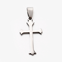 Honeyhandy Cool Boy 201 Stainless Steel Cross Pendants, Stainless Steel Color, 33x18x1.5mm, Hole: 3x9mm