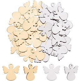 UNICRAFTALE About 40pcs Angel Charms 2 Colors Stainless Steel Love Angel Charm Blank Tag Pendant for DIY Jewelry Making 1.2mm Hole