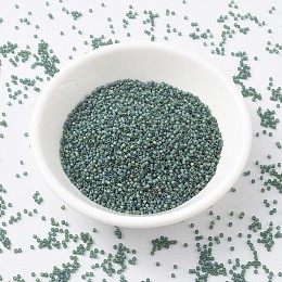 MIYUKI&reg Delica Beads, Cylinder, Japanese Seed Beads, 11/0, (DB0859) Matte Transparent Dark Emerald AB , 1.3x1.6mm, Hole: 0.8mm; about 2000pcs/10g