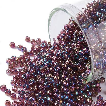 TOHO Round Seed Beads, Japanese Seed Beads, (166C) Transparent AB Amethyst, 11/0, 2.2mm, Hole: 0.8mm, about 1110pcs/10g