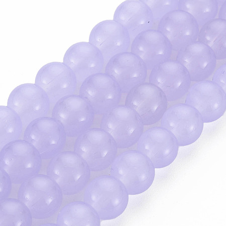 Arricraft Imitation Jade Glass Beads Strands, Spray Painted, Round, Lilac, 8mm, Hole: 1.3~1.6mm, about 100pcs/strand, 31.4 inch