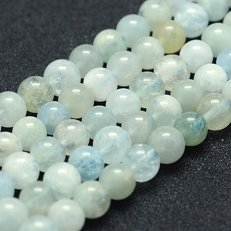 ARRICRAFT Natural Aquamarine Beads Strands, Grade A, Round, 6mm, Hole: 1mm, about 67pcs/strand, 15.7 inches(40cm)