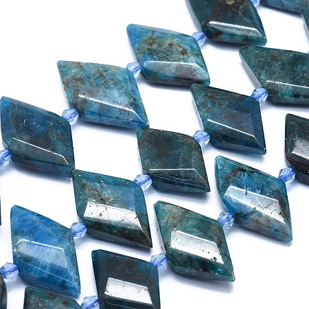 ARRICRAFT Natural Apatite Bead Strands, Faceted, Rhombus, 21~32x10~18x5~7mm, Hole: 0.6~0.8mm, about 20~25pcs/strand, 15 inches~15.7 inches(38~40cm)