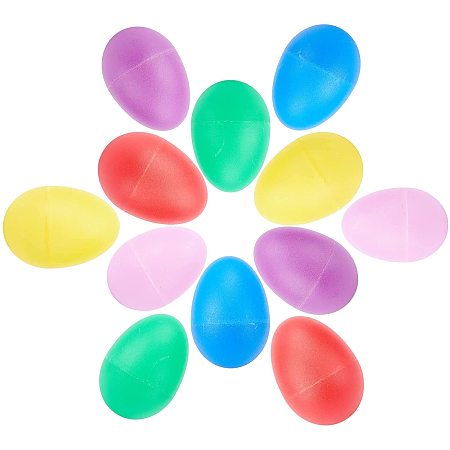 NBEADS 12 Pcs Plastic Egg Shaker, 6 Colors Percussion Musical Egg Maracas Egg Shakers Musical Percussion Instruments for Music Learning, DIY Painting, Party Gift