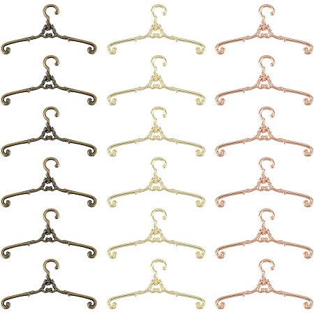 OLYCRAFT 18 Pack Doll Clothes Hanger Mini Doll Hangers Doll Gown Small Dress Miniature Metal Dress Outfit Holders for Wardrobe Doll House Accessories 64X35X3.5mm