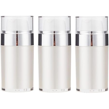 Acrylic Empty Refillable Airless Pump Bottle, Travel Lotion Foundation Containers, Column, White, 4.2x9.4cm, Capacity: 30ml(1.01fl. oz)