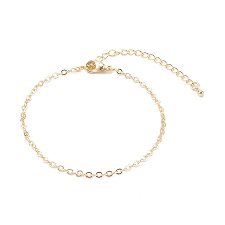 Honeyhandy Brass Cable Chain Bracelets, with Lobster Claw Clasps, Real 18K Gold Plated, 7-1/2 inch(19.2cm)