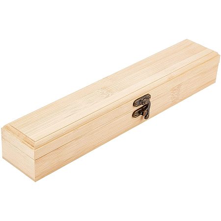 OLYCRAFT Unfinished Wooden Box Wood Branding Iron Box Rectangle Pencil Bamboo Box Unpainted Storage Box with Hinged Lid and Front Clasp for Crafting Making Jewelry Box