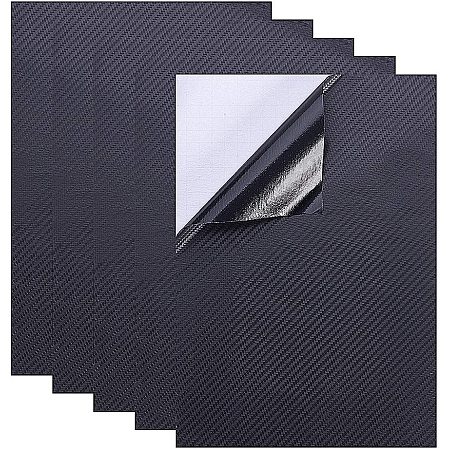 BENECREAT 10 Sheet 8 x 11” 3D Self-Adhesive Carbon Fiber Vinyl A4 Size Black Twill Weave Vinyl Sheet for Car, Bike Wrapping