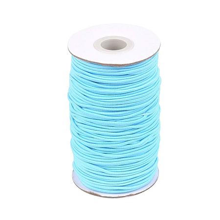 NBEADS A Roll of 70m Round Elastic Cord Beading Crafting Stretch String, with Fiber Outside and Rubber Inside, Sky Blue, 2mm