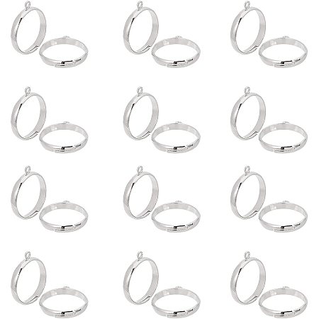 Arricraft 100pcs Adjustable Brass Blank Ring Base with Loop for DIY Crafts Jewelry Makings