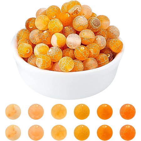 Arricraft About 98 Pcs Frosted Natural Stone Beads 8mm, Natural Weathered Agate Round Beads, Gemstone Loose Beads for Bracelet Necklace Jewelry Making ( Hole: 2mm )