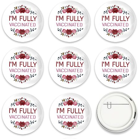 GLOBLELAND 9 Pcs Vaccine Button Pins I Got Vaccinated Flower Pattern for Men's/Women's Brooches or Doctors, Nurses, Hospitals, 2-1/4 Inch