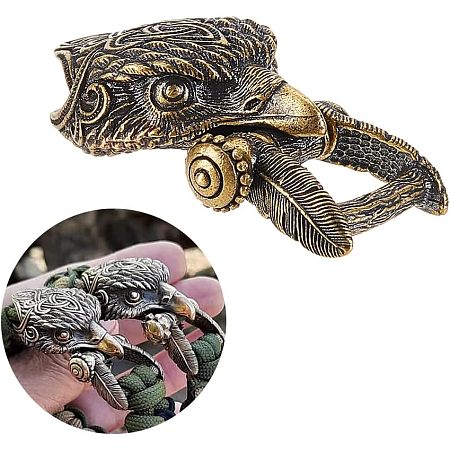Arricraft Brass Bracelet Clasp, Eagle Buckle Keychain Bracelet Charm Connectors, Eagle Animal Charms for Keyring Necklace Braided Rope Jewelry Making Accessories
