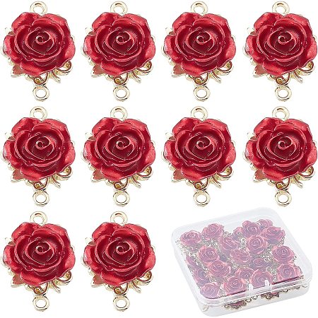 SUNNYCLUE 1 Box 30Pcs Rose Charms Flower Charm Connectors Valantine's Day Love Charms Linking Connector for Jewelry Making Charms Alloy Links Double Loops Charm Bracelet Earrings Supplies Adult Women