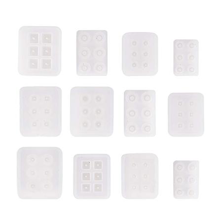 PandaHall Elite 12 Pack Silicone Resin Molds with Hole for Resin, Clay, Gemstone Cabochon Beads Pendant Charms Jewelry Casting(Cube, Round, Square, Abacus, Oval, Rhombus)