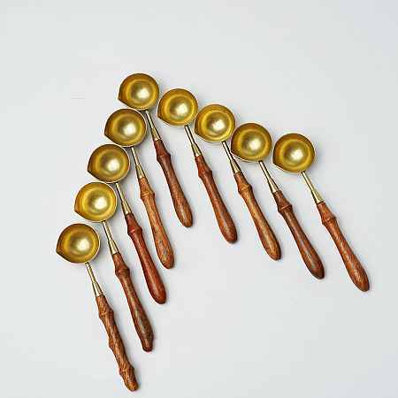 Honeyhandy Brass Wax Sticks Melting Spoon, with Rosewood Handle, Antique Bronze, 115mm