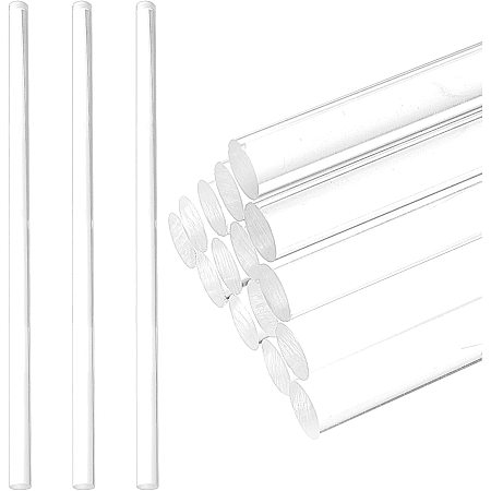 AHANDMAKER 16 Pcs Acrylic Round Rods, 10 inch Clear Acrylic Dowel Rods Holder Cake Dowels Plastic Cylinder Sticks for DIY Craft Plant Stake Curtain Pulls Retaining Shower Rods Cake Topper Dessert