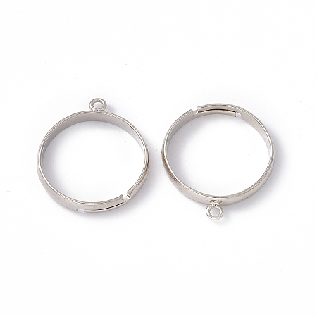 Honeyhandy Brass Loop Ring Bases, Adjustable, Lead Free, Cadmium Free and Nickel Free, Platinum Color, Size: about 19mm in diameter, 17mm inner diameter, 1mm thick, Loop: about 2mm