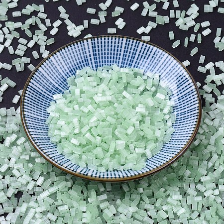 MIYUKI Half TILA Beads, Japanese Seed Beads, 2 Hole, (HTL2559) Silk Pale Green, 5x2.3x1.9mm, Hole: 0.8mm; about 250pcs/10g