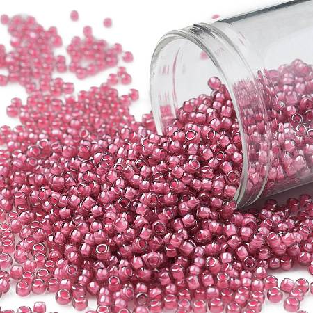 Honeyhandy TOHO Round Seed Beads, Japanese Seed Beads, (959) Inside Color Light Amethyst/Pink Lined, 11/0, 2.2mm, Hole: 0.8mm, about 1110pcs/10g