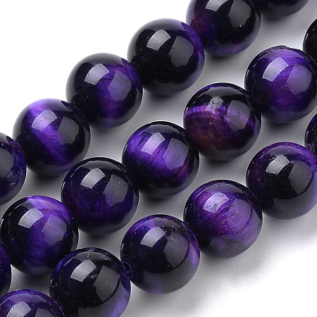 ARRICRAFT Natural Tiger Eye Beads Strands, Dyed, Round, Indigo, 10mm, Hole: 1mm, about 40pcs/strand, 15.7 inches