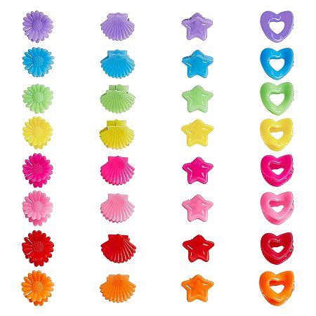 Kids Hair Accessories, Plastic Claw Hair Clips, Mixed Shapes, Mixed Color, 98x83mm, 100pcs/box
