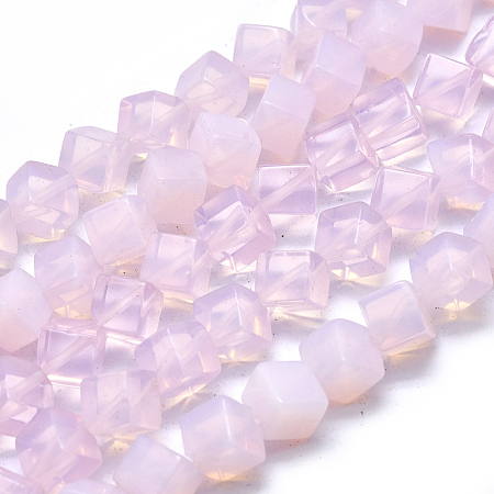 Arricraft Opalite Beads Strands, Cube, 7~8.5x7~8.5x5.5~6mm, Hole: 0.8mm, Side Length: 5.5mm, about 49pcs/strand, 15.47 inches(39.3cm)