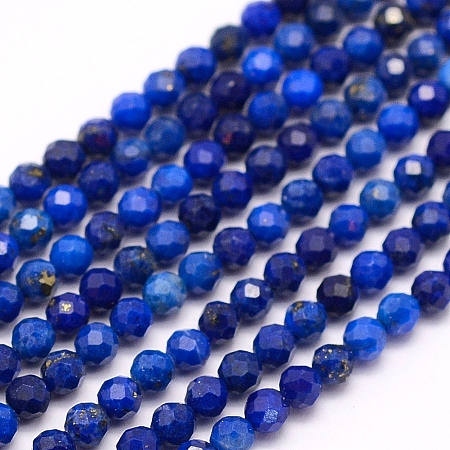 Arricraft Natural Lapis Lazuli Beads Strands, Grade AA, Faceted, Round, 3mm, Hole: 0.5mm, about 132pcs/strand, 15.7 inches(40cm)