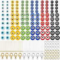 NBEADS 1120 Pcs Evil Eye Pendants Making Kits, Include Handmade Lampwork Glass Beads, Brass Pins and Zinc Alloy Lobster Claw Clasps for DIY Bracelet Necklace Jewelry Making