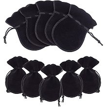 NBEADS Gourd Velvet Bags, Black, 12x9cm