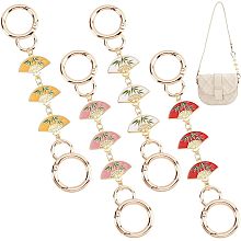 WADORN 4 Colors Purse Strap Extenders, 5.8 Inch Enamel Bag Extender Chain with Bamboo Leaves Pattern Fan Handbag Shoulder Strap Extender Replacement Short Chain Charms Bag Decoration Accessories