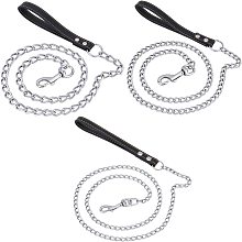 CHGCRAFT 3Pcs 4Ft Chain Dog Leash Metal Dog Leash Dog Chain with Padded Handle Pet Leash Chain for Outdoor Training