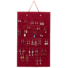 PandaHall Elite Soft Felt Wall-Mounted Earring Hanging Display Bags, Earring Organizer Holder, Holds Up to 300 Pairs, FireBrick, 70cm