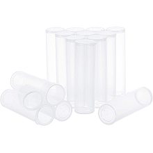 SUPERFINDINGS About 15pcs White Column Transparent 1.22" Plastic Bead Containers with Hinged Lids Flip Cover for Earplugs Pills Herbs Tiny Bead Earring Jewerlry Candy Gifts Party Favor and More