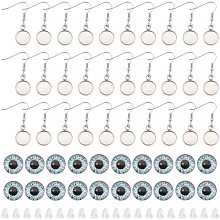 DICOSMETIC 200Pcs Earring Making Kit 50Pcs Earring Wire Hooks 50Pcs Evil Eye Glass Cabochon Setting and 100Pcs Ear Nut Earring Bezel Trays for Jewelry Making, Tray: 10mm, Pin: 0.8mm