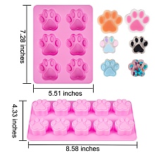 Honeyhandy 2Pcs 2 Styles Paw Shaped Fondant Molds, Food Grade Silicone Molds, For DIY Cake Decoration, Chocolate, Candy, UV Resin & Epoxy Resin Craft Making, Hot Pink, 1pc/style