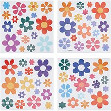 OLYCRAFT 4 Sheets Flower Wall Stickers Self Adhesive Wall Art Decor Decals Flower Window Decroration Sticker for Car Refrigerator Decoration DIY Scrapbooking Card Making 9.4x9.4 inch