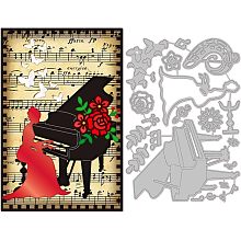 GLOBLELAND Piano Lady Metal Die Cuts Music Note Cut Dies Metal Stencils for DIY Scrapbooking Cards Metal Cutting Die for Scrapbooking Cutting Dies DIY Album Card Making Decor Craft