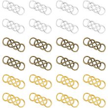 DICOSMETIC 72Pcs Alloy Pendant Connectors Double Infinity Connector Charms Hollow Curved Knot Link Charms Antique Bronze Golden Silver Twist Eternity Link Connector for Jewelry Making