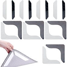 NBEADS 16 Pcs Double Sided Rug Grippers, 2 Styles Non Slip Rug Stickers Reusable Rug Stopper Carpet Grippers Washable Rug Tape for Hardwood Floors Tile Floors, Carpets, Floor Mats, Black