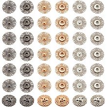 NBEADS 24 Sets 3 Colors Brass Flower Snap Buttons, 30mm Vintage Metal Snap Closures Sew On Press Snap Button Fasteners for Jacket Jeans Leather Craft