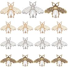 WADORN 12pcs Bees Decorative Buttons, 3 Colors Bees Decoration Buckles Flatback Imitation Pearl Buttons Bee Embellishment Hardware for DIY Craft Clothes Shoes Purse Phone Case Decorative Accessory