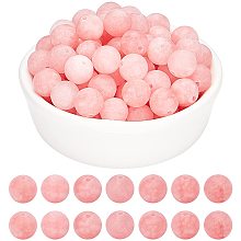 Arricraft About 92 Pcs Frosted Natural Stone Beads 8mm, Natural Pink Jade Round Beads, Gemstone Loose Beads for Bracelet Necklace Jewelry Making ( Pink, Hole: 1mm )