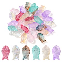 Honeyhandy 35Pcs Transparent Spray Painted Glass Beads, Fish, Mixed Color, 15x8x5mm, Hole: 1mm