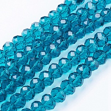 Honeyhandy Handmade Glass Beads, Faceted Rondelle, Dark Cyan, 10x7mm, Hole: 1mm, about 70~72pcs/strand