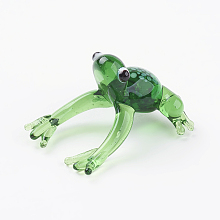 Honeyhandy Home Decorations, Handmade Lampwork Display Decorations, Frog, Green, 18~24x14~18x12~15mm