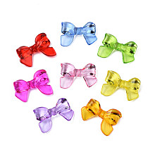 Honeyhandy Transparent Acrylic Beads, Bowknot, Mixed Color, 24x33x7mm, Hole: 1.8mm, about 220Pcs/500g